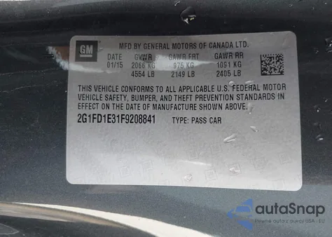 2015 Chevrolet Camaro 1Lt from USA, damaged, VIN 2G1FD1E31F9208841